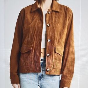 NWT Thread & Supply Hughes Corduroy Button Closure Jacket Large Cognac